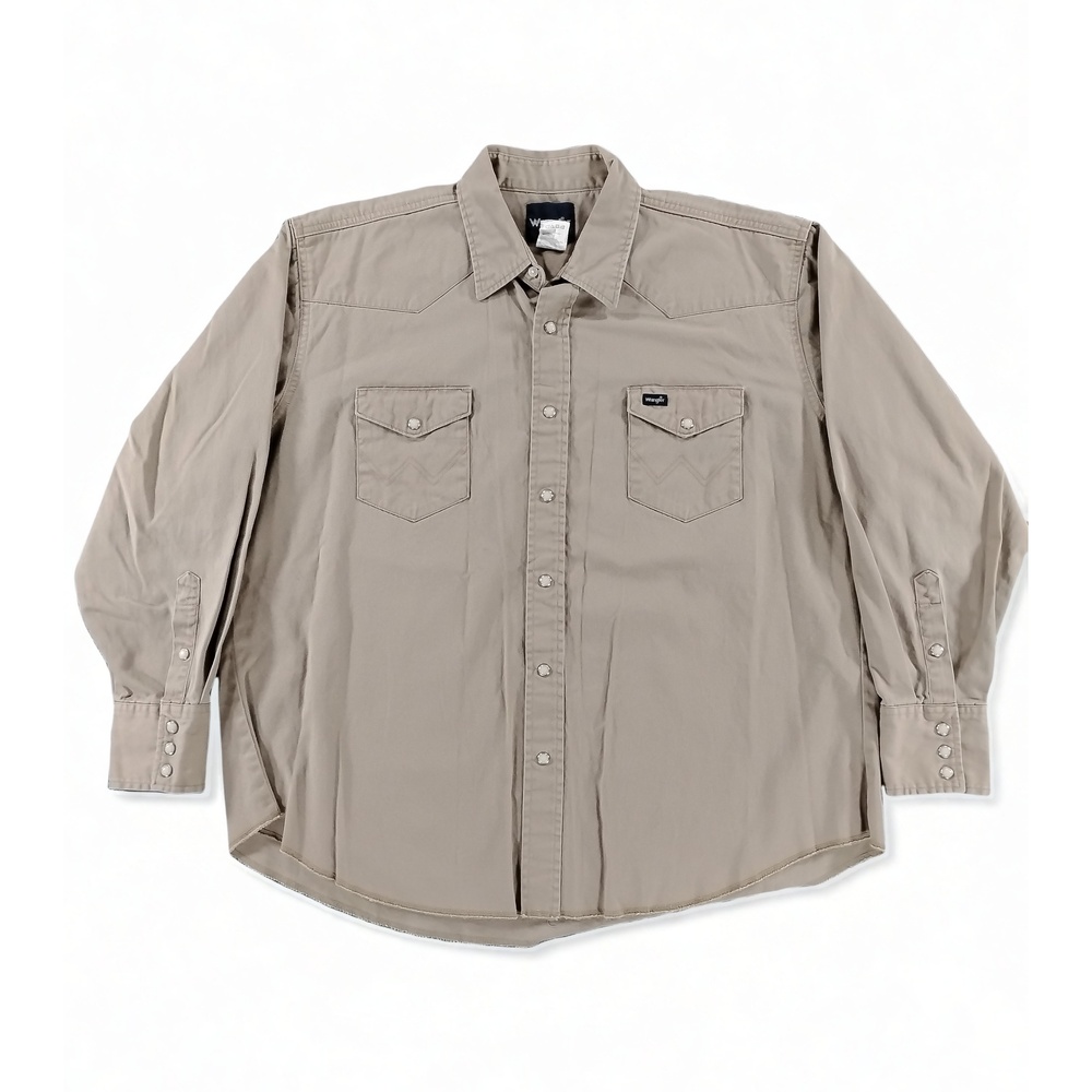 Wrangler Mens Western Shirt XXL Cotton Twill Pearl Snaps Normcore Workwear